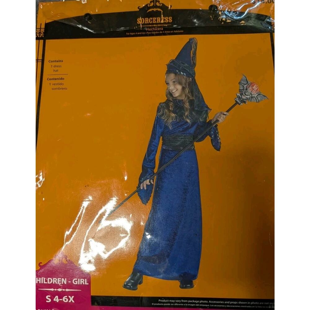 Medieval Princess Sorceress Dress Girls Child Size S 4-6x Halloween Costume
